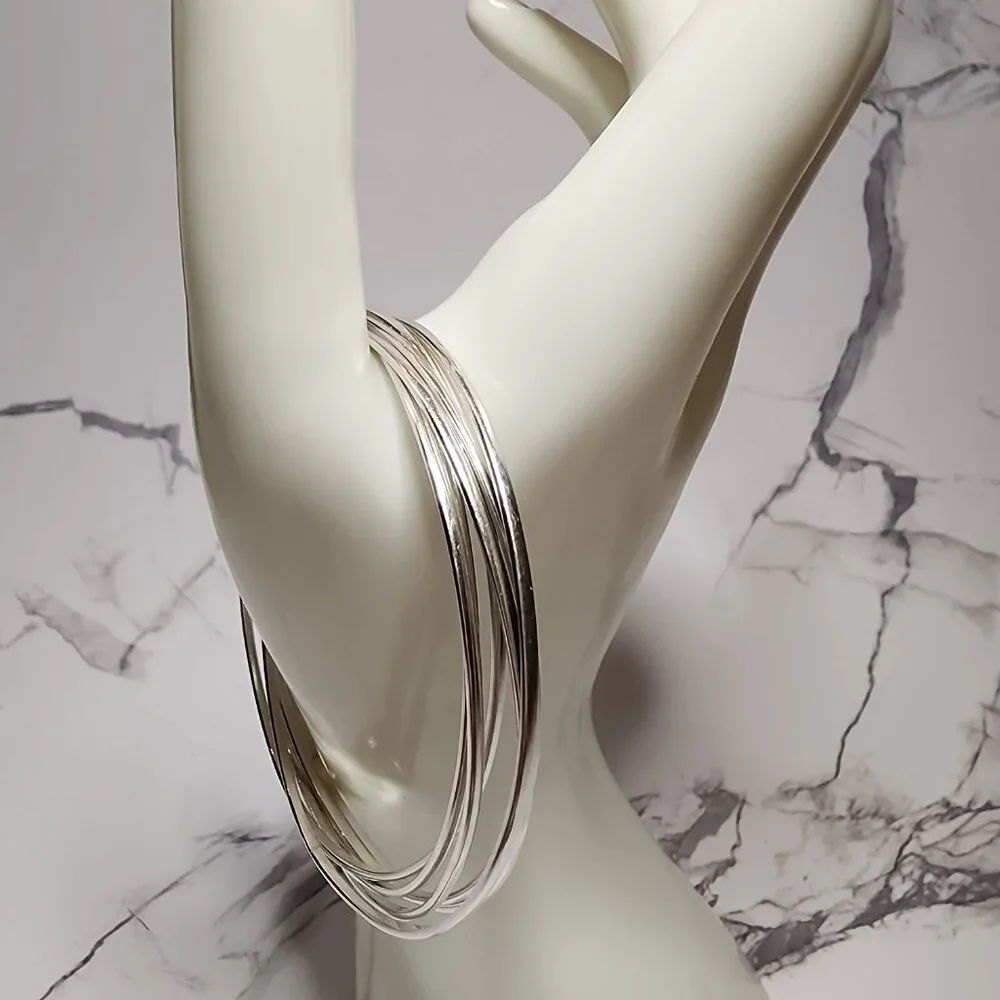 925 Set of Silver intertwined bangle bracelets - Picture 3 of 6